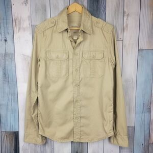 Surplus Raw Vintage Military Distressed Long Sleeve Button Down Shirt Khaki Med
